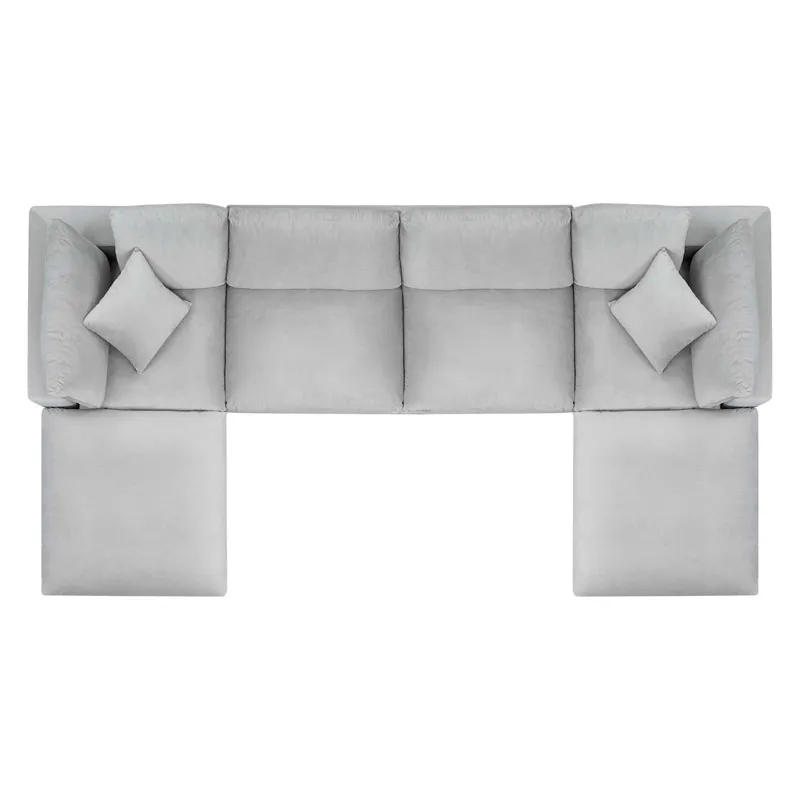 Commix Down Filled Overstuffed Performance Velvet 6-Piece Sectional Sofa