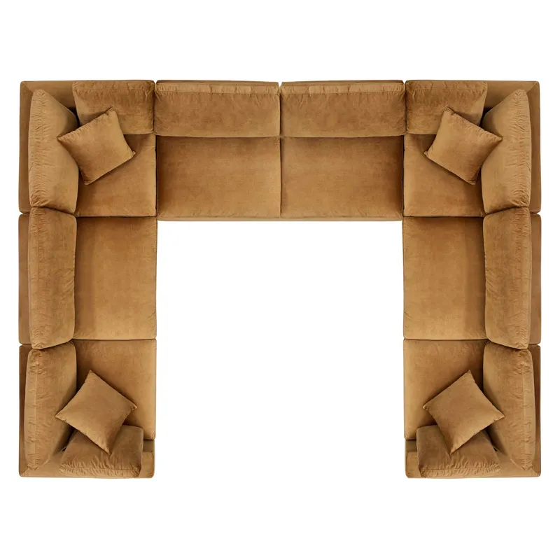 Commix Down Filled Overstuffed Performance Velvet 8-Piece Sectional Sofa