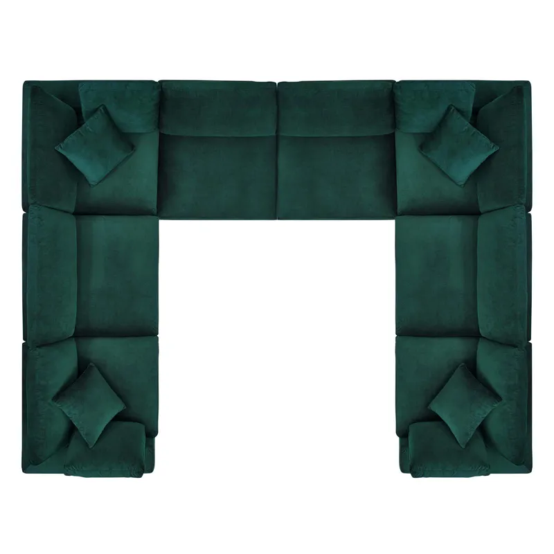 Commix Down Filled Overstuffed Performance Velvet 8-Piece Sectional Sofa
