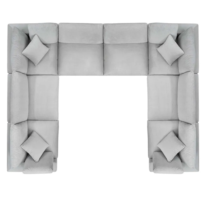 Commix Down Filled Overstuffed Performance Velvet 8-Piece Sectional Sofa