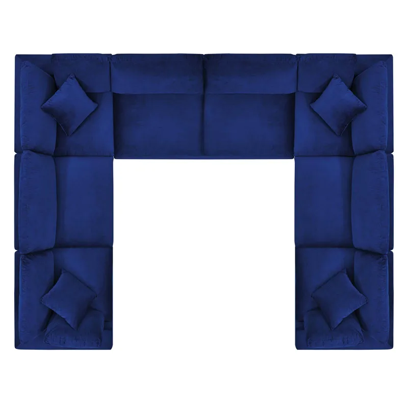 Commix Down Filled Overstuffed Performance Velvet 8-Piece Sectional Sofa