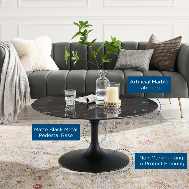 Lippa 36" Round Artificial Marble Coffee Table