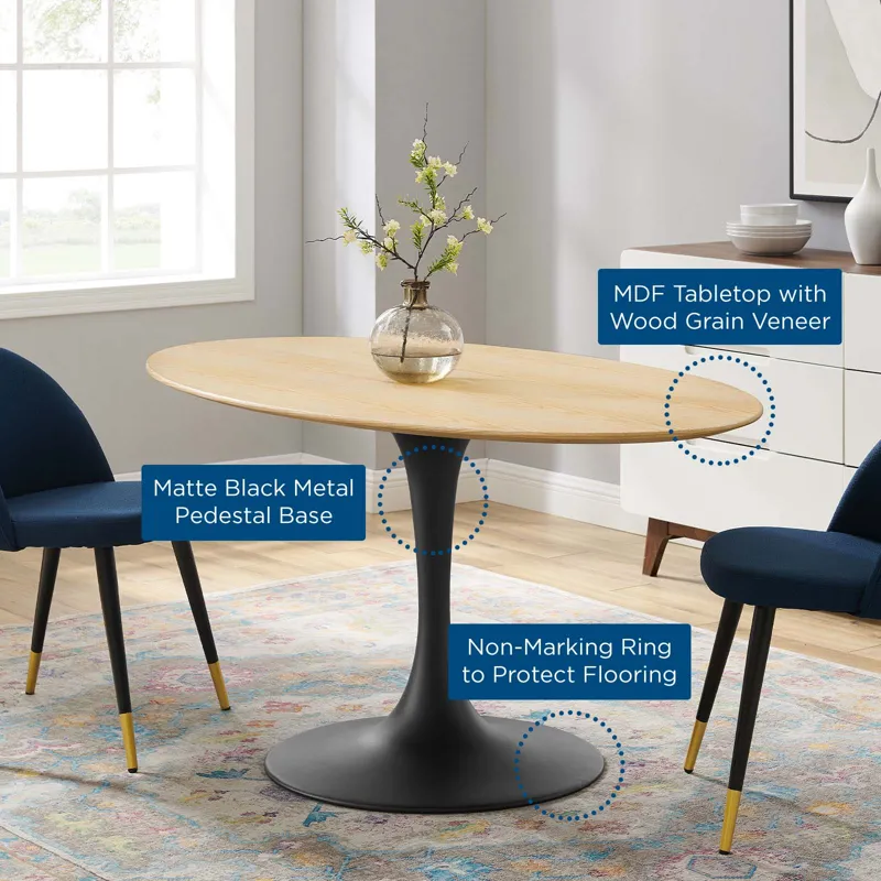 Lippa 60" Wood Oval Dining Table