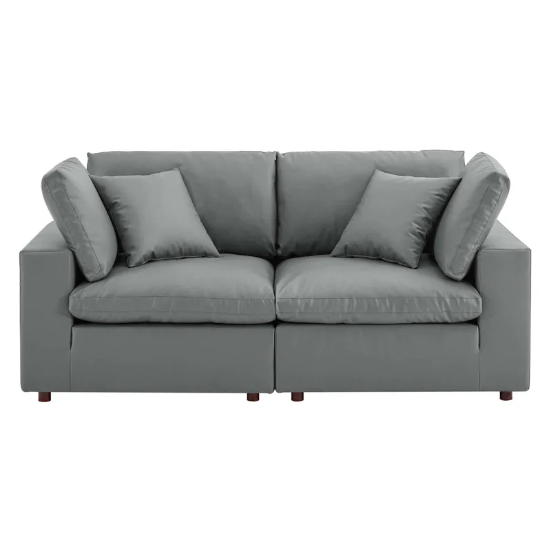 Commix Down Filled Overstuffed Vegan Leather Loveseat