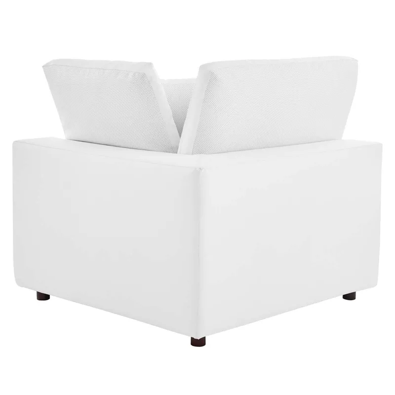 Commix Down Filled Overstuffed Vegan Leather 3-Seater Sofa