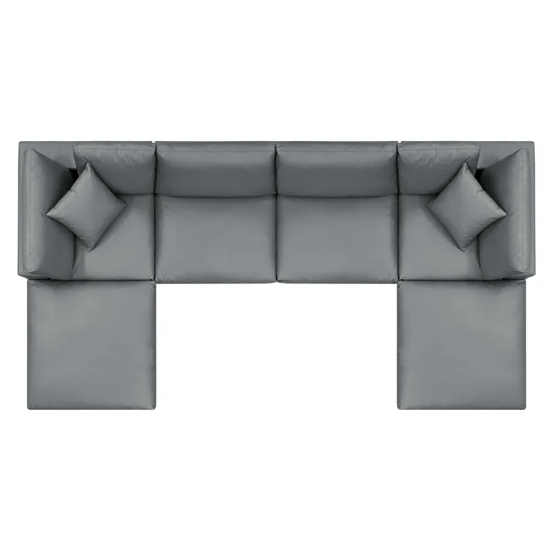 Commix Down Filled Overstuffed Vegan Leather 6-Piece Sectional Sofa
