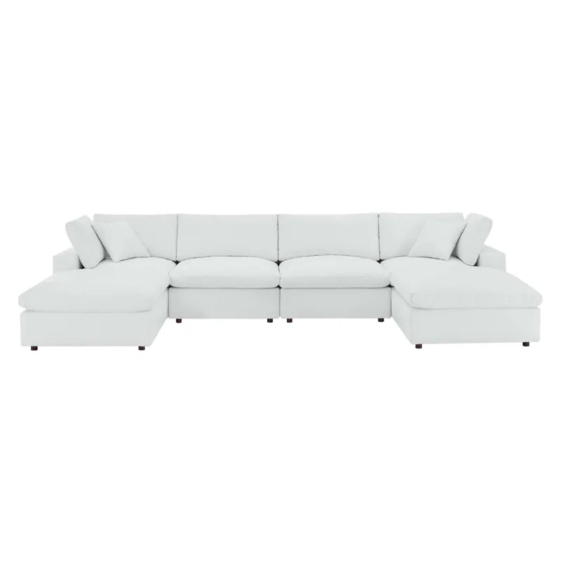 Commix Down Filled Overstuffed Vegan Leather 6-Piece Sectional Sofa