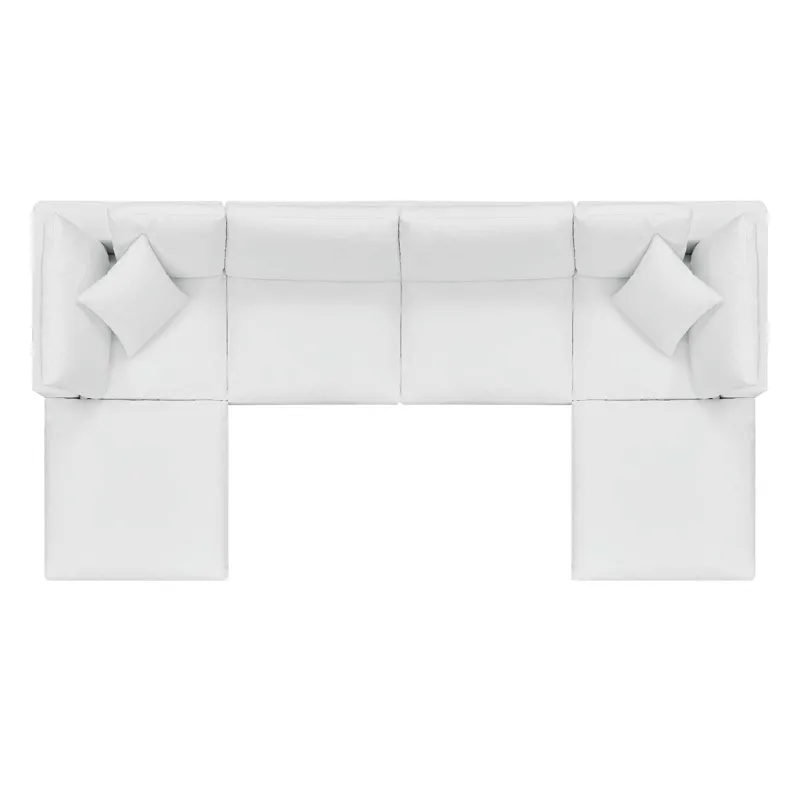 Commix Down Filled Overstuffed Vegan Leather 6-Piece Sectional Sofa