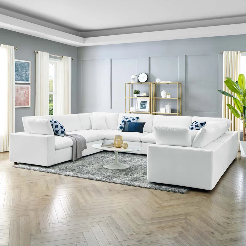 Commix Down Filled Overstuffed Vegan Leather 8-Piece Sectional Sofa