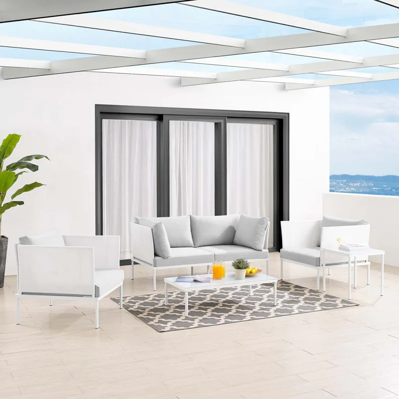 Harmony 5-Piece Sunbrella Outdoor Patio Aluminum Furniture Set