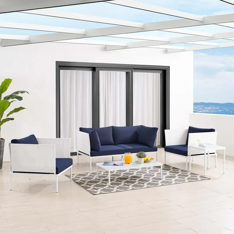 Harmony 5-Piece Sunbrella Outdoor Patio Aluminum Furniture Set