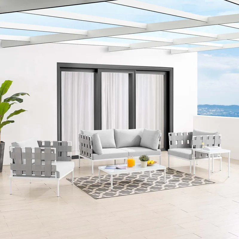 Harmony 5-Piece Sunbrella Outdoor Patio Aluminum Furniture Set