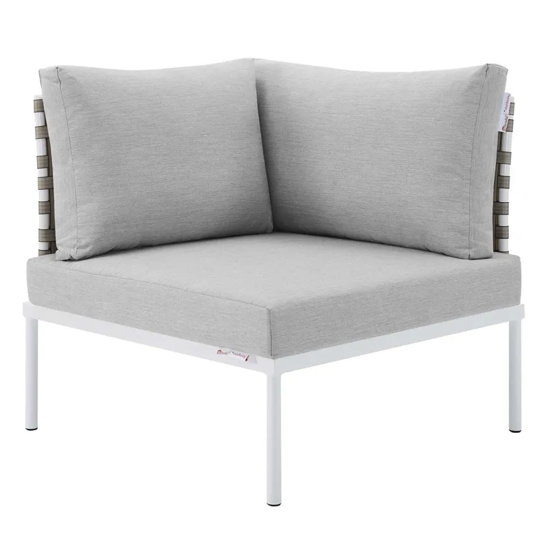 Harmony 6-Piece Sunbrella Basket Weave Outdoor Patio Aluminum Sectional Sofa Set
