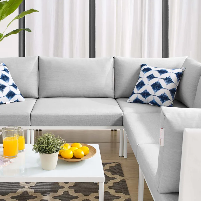Harmony 6-Piece Sunbrella Outdoor Patio Aluminum Sectional Sofa Set