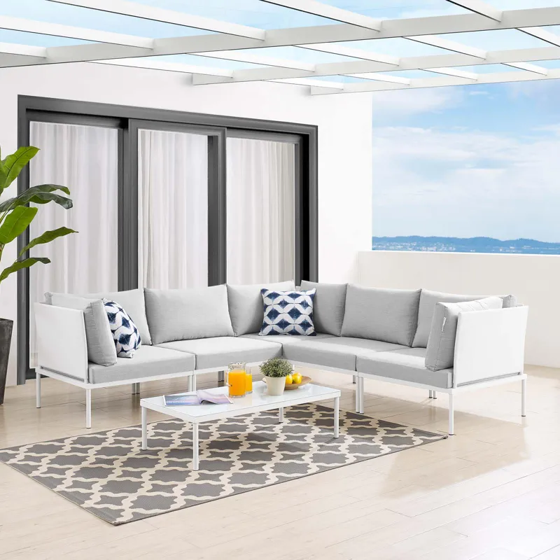 Harmony 6-Piece Sunbrella Outdoor Patio Aluminum Sectional Sofa Set