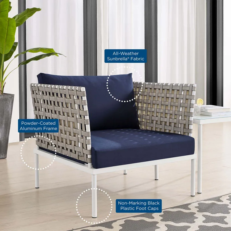 Harmony 6-Piece Sunbrella Basket Weave Outdoor Patio Aluminum Seating Set