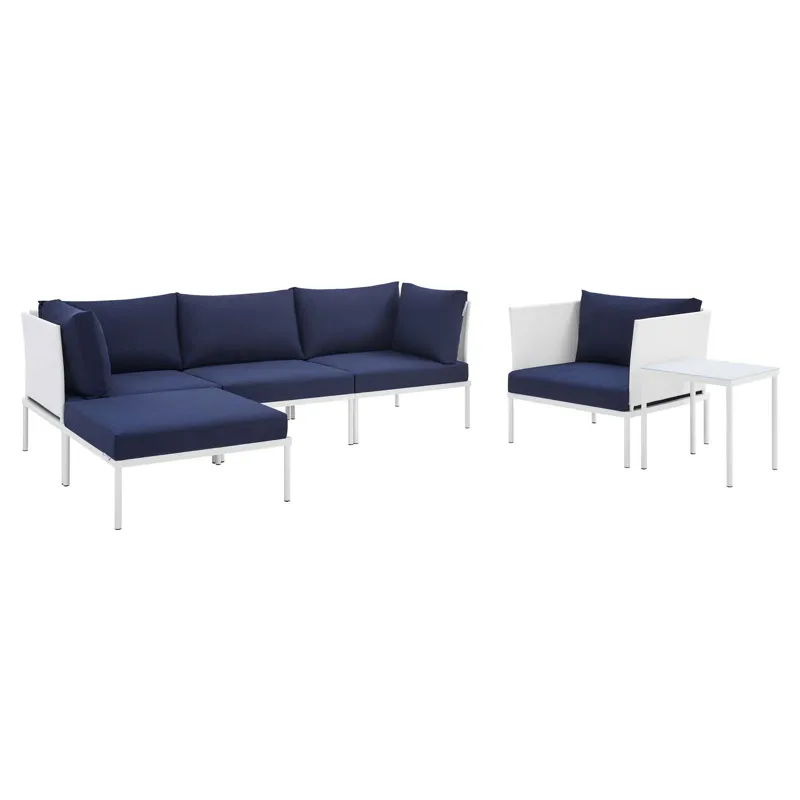 Harmony 6-Piece Sunbrella Outdoor Patio Aluminum Seating Set