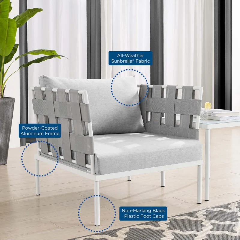 Harmony 6-Piece Sunbrella Outdoor Patio Aluminum Seating Set