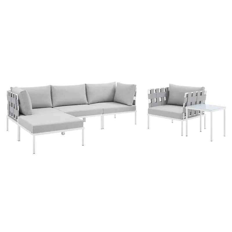 Harmony 6-Piece Sunbrella Outdoor Patio Aluminum Seating Set