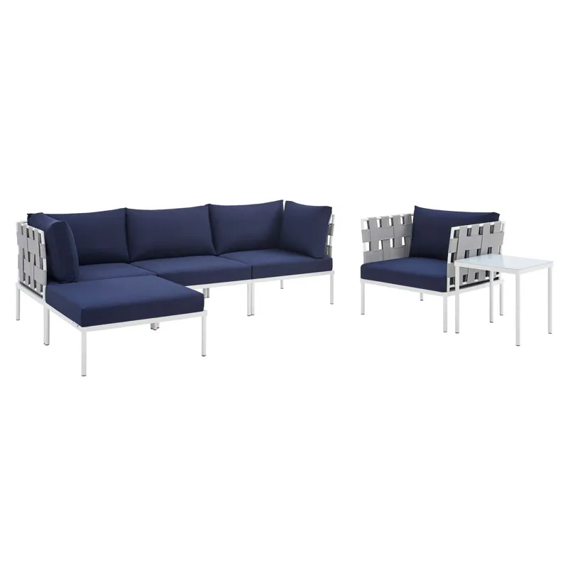 Harmony 6-Piece Sunbrella Outdoor Patio Aluminum Seating Set