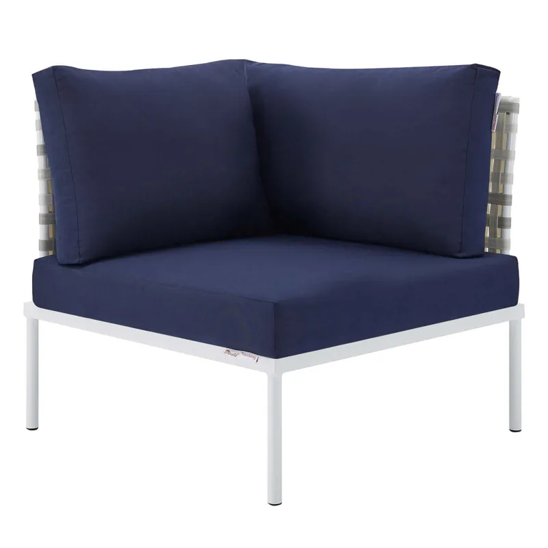 Harmony 7-Piece Sunbrella Basket Weave Outdoor Patio Aluminum Sectional Sofa Set