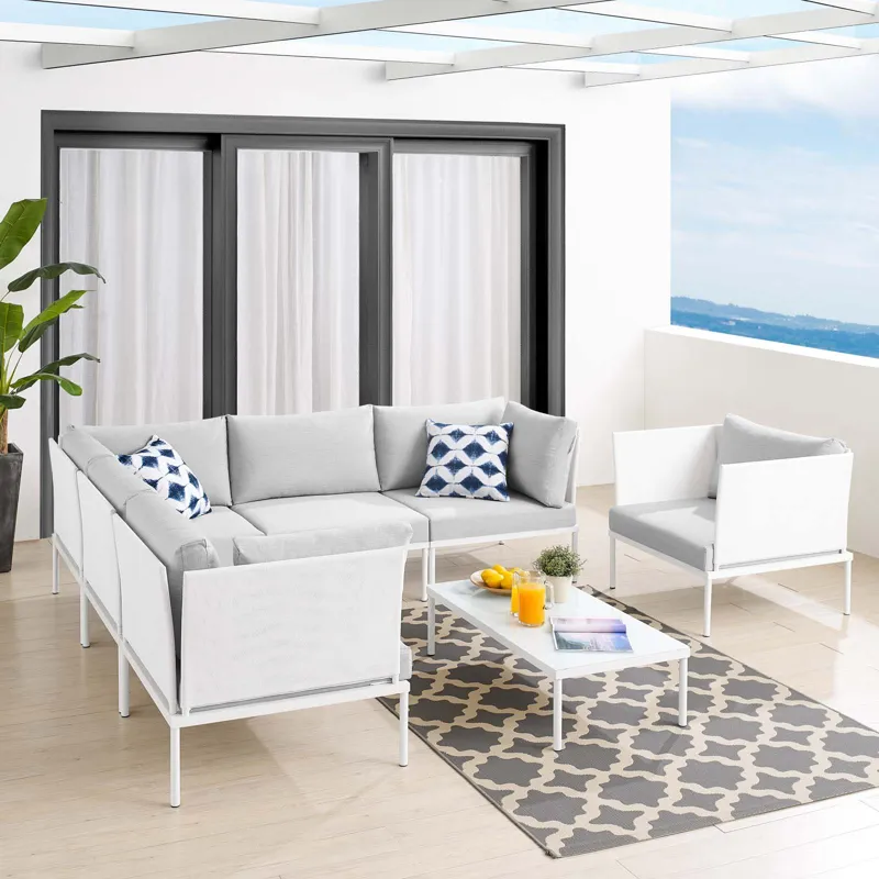 Harmony 7-Piece Sunbrella Outdoor Patio Aluminum Sectional Sofa Set