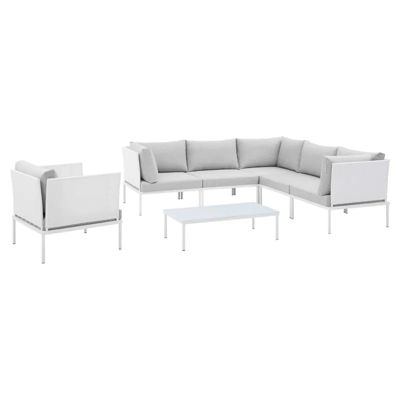Harmony 7-Piece Sunbrella Outdoor Patio Aluminum Sectional Sofa Set