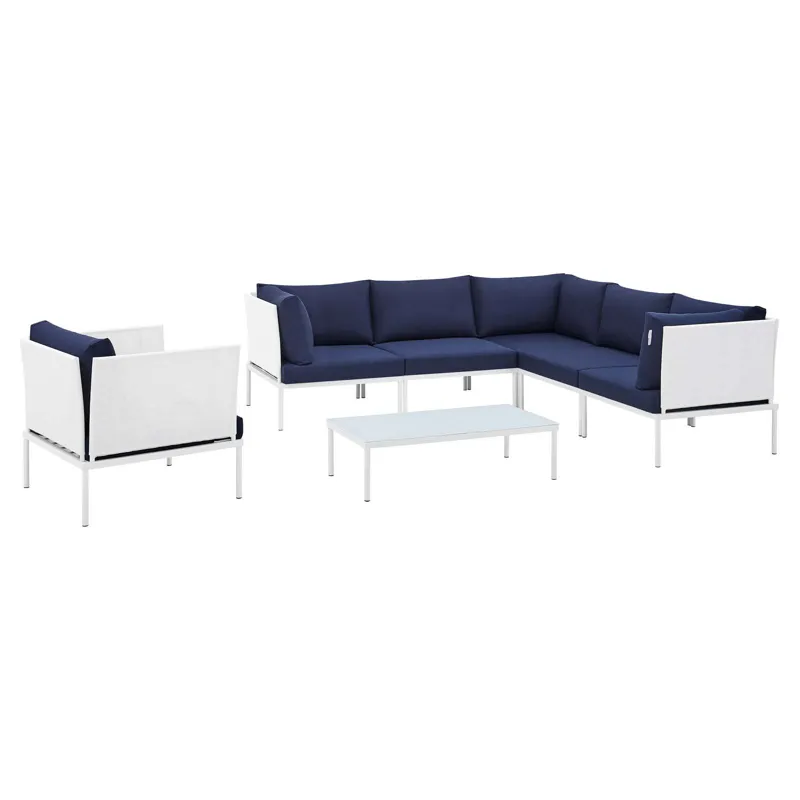 Harmony 7-Piece Sunbrella Outdoor Patio Aluminum Sectional Sofa Set