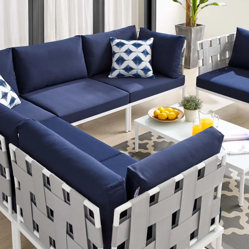Harmony 7-Piece Sunbrella Outdoor Patio Aluminum Sectional Sofa Set