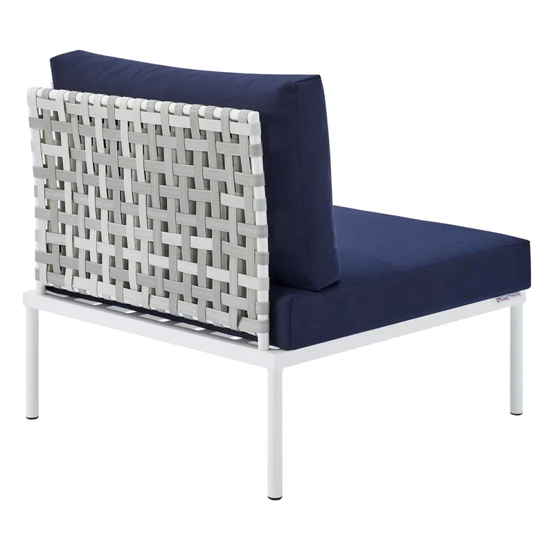 Harmony 8-Piece Sunbrella Basket Weave Outdoor Patio Aluminum Sectional Sofa Set