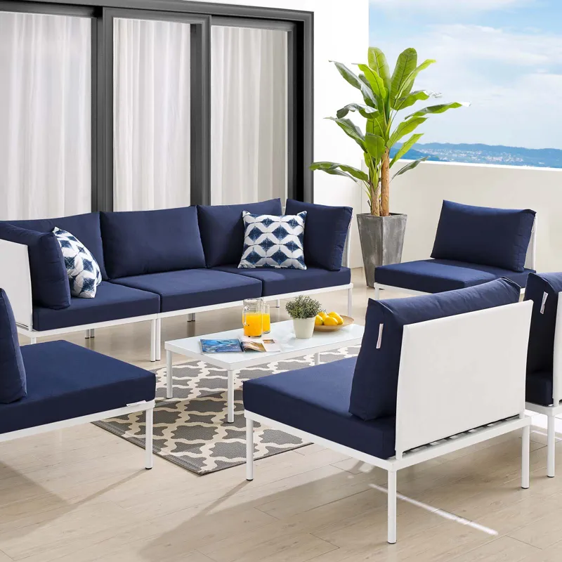 Harmony 8-Piece Sunbrella Outdoor Patio Aluminum Sectional Sofa Set