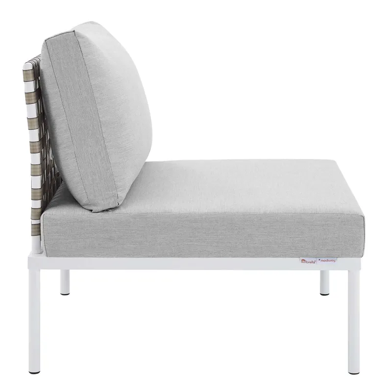 Harmony 8-Piece Sunbrella Basket Weave Outdoor Patio Aluminum Sectional Sofa Set
