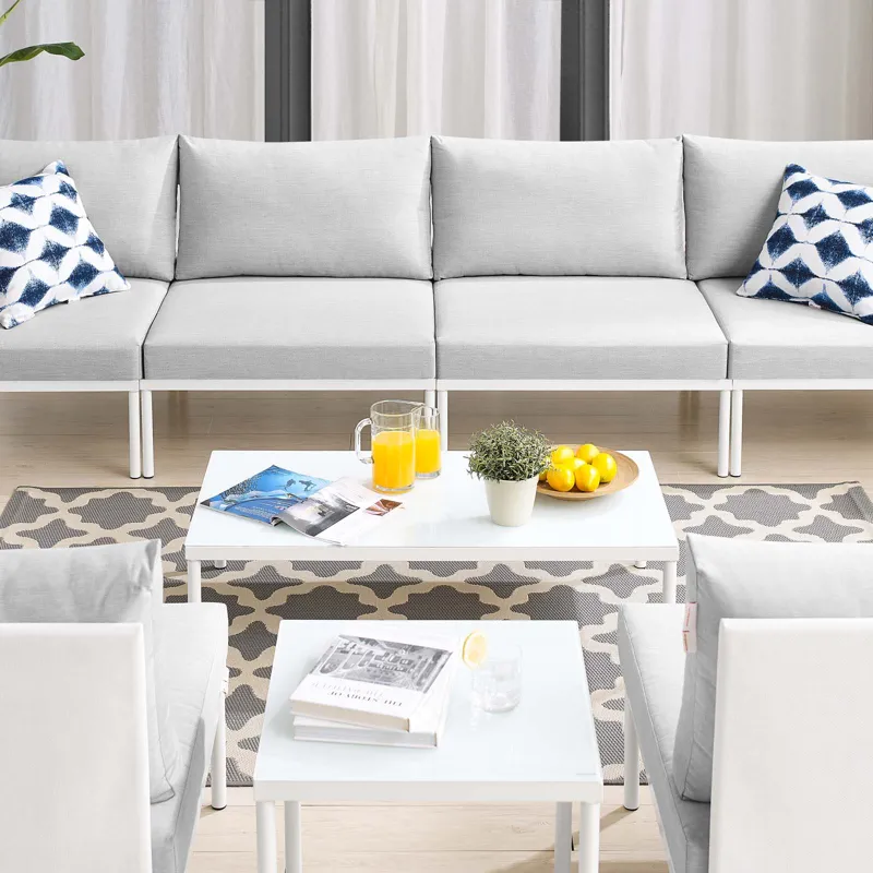 Harmony 8-Piece Sunbrella Outdoor Patio Aluminum Sectional Sofa Set