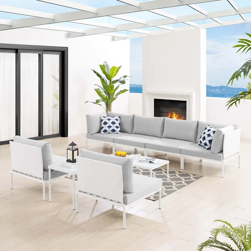 Harmony 8-Piece Sunbrella Outdoor Patio Aluminum Sectional Sofa Set