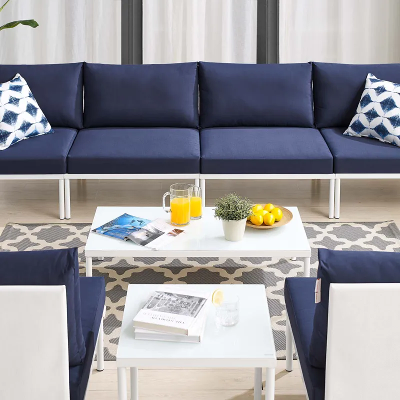 Harmony 8-Piece Sunbrella Outdoor Patio Aluminum Sectional Sofa Set