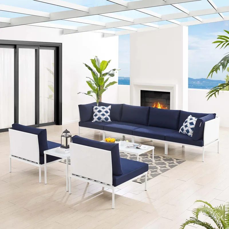 Harmony 8-Piece Sunbrella Outdoor Patio Aluminum Sectional Sofa Set