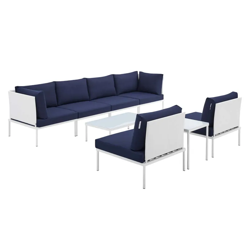 Harmony 8-Piece Sunbrella Outdoor Patio Aluminum Sectional Sofa Set
