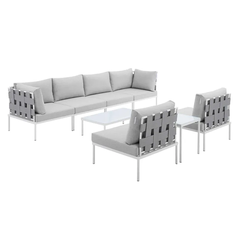 Harmony 8-Piece Sunbrella Outdoor Patio Aluminum Sectional Sofa Set
