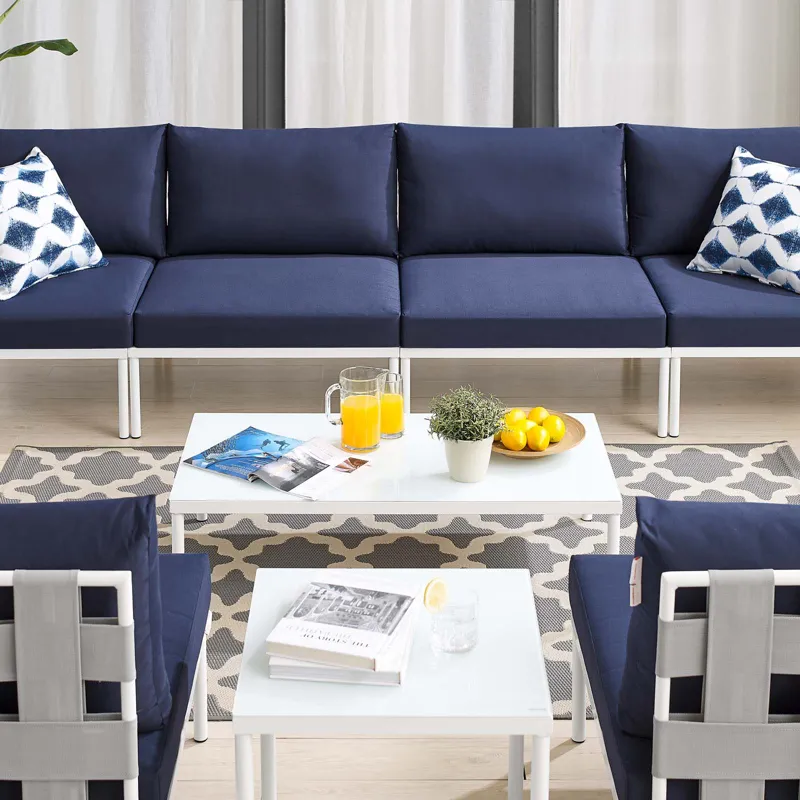 Harmony 8-Piece Sunbrella Outdoor Patio Aluminum Sectional Sofa Set