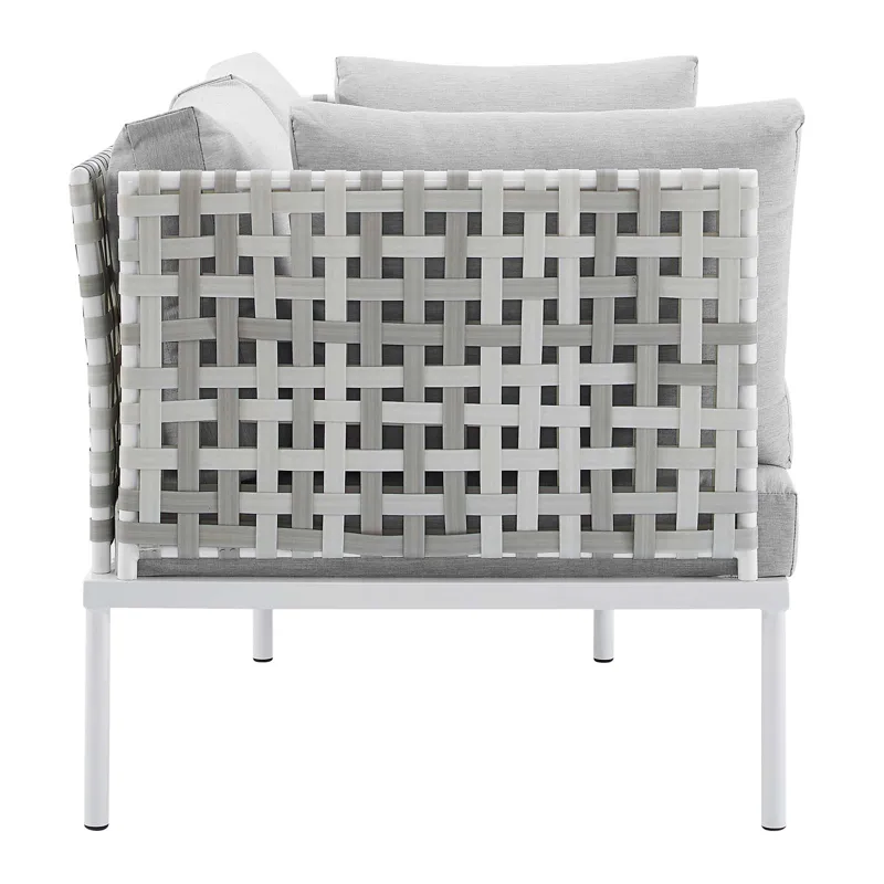 Harmony 8-Piece Sunbrella Basket Weave Outdoor Patio Aluminum Seating Set