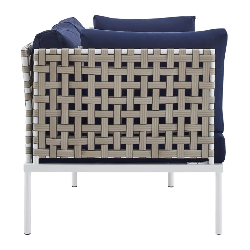 Harmony 8-Piece Sunbrella Basket Weave Outdoor Patio Aluminum Seating Set