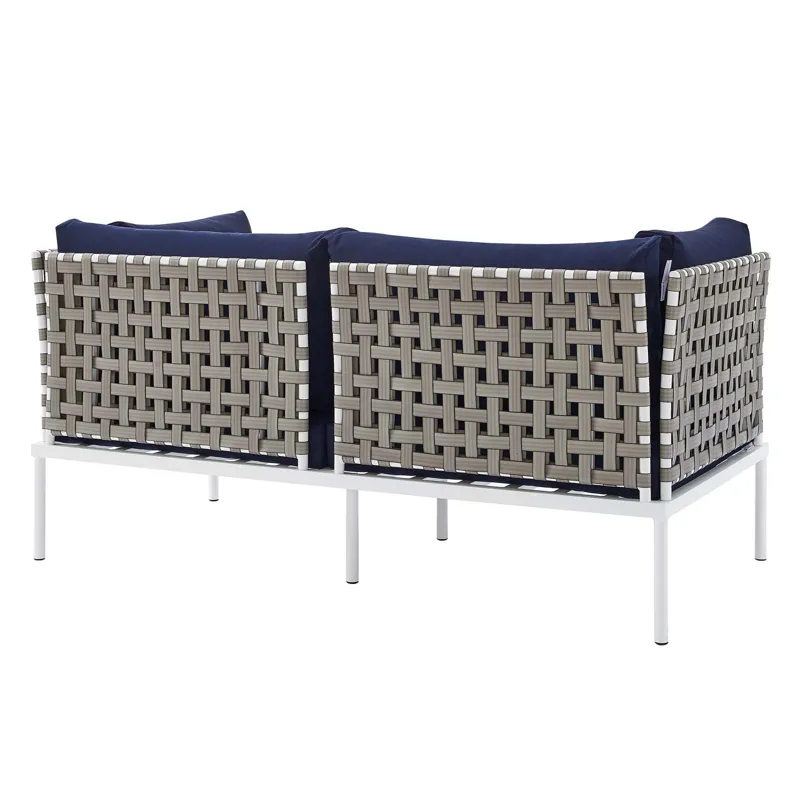 Harmony 8-Piece Sunbrella Basket Weave Outdoor Patio Aluminum Seating Set