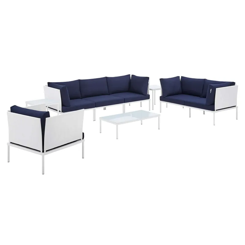 Harmony 8-Piece Sunbrella Outdoor Patio Aluminum Seating Set