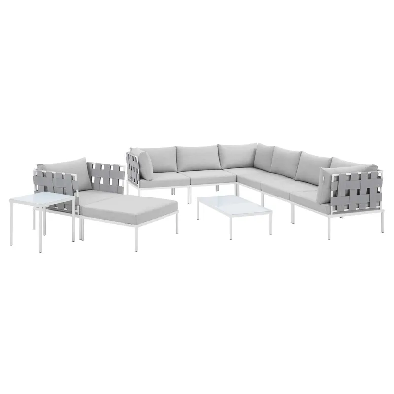 Harmony 10-Piece Sunbrella Outdoor Patio Aluminum Sectional Sofa Set