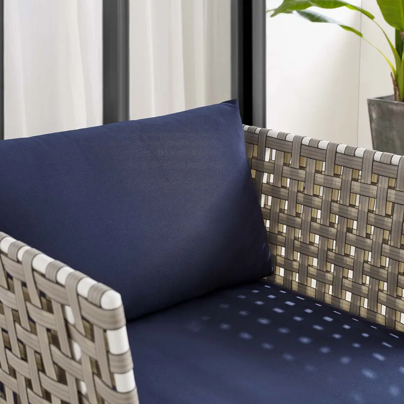 Harmony Sunbrella Basket Weave Outdoor Patio Aluminum Armchair