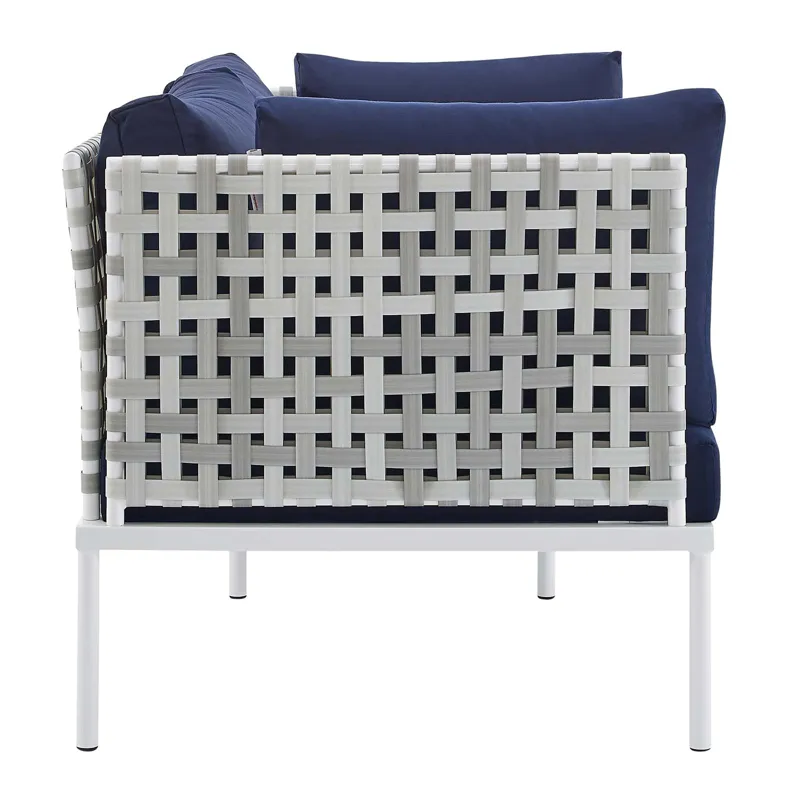 Harmony Sunbrella Basket Weave Outdoor Patio Aluminum Loveseat