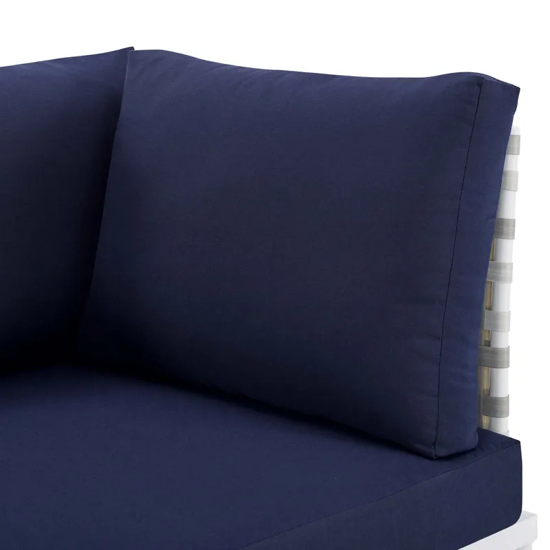 Harmony Sunbrella Basket Weave Outdoor Patio Aluminum Loveseat