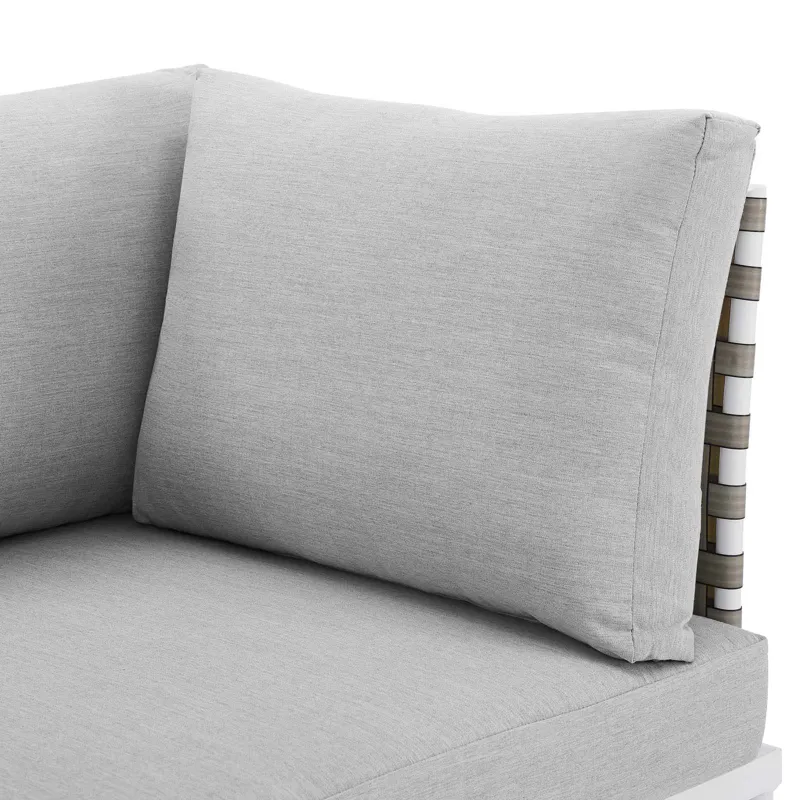 Harmony Sunbrella Basket Weave Outdoor Patio Aluminum Loveseat