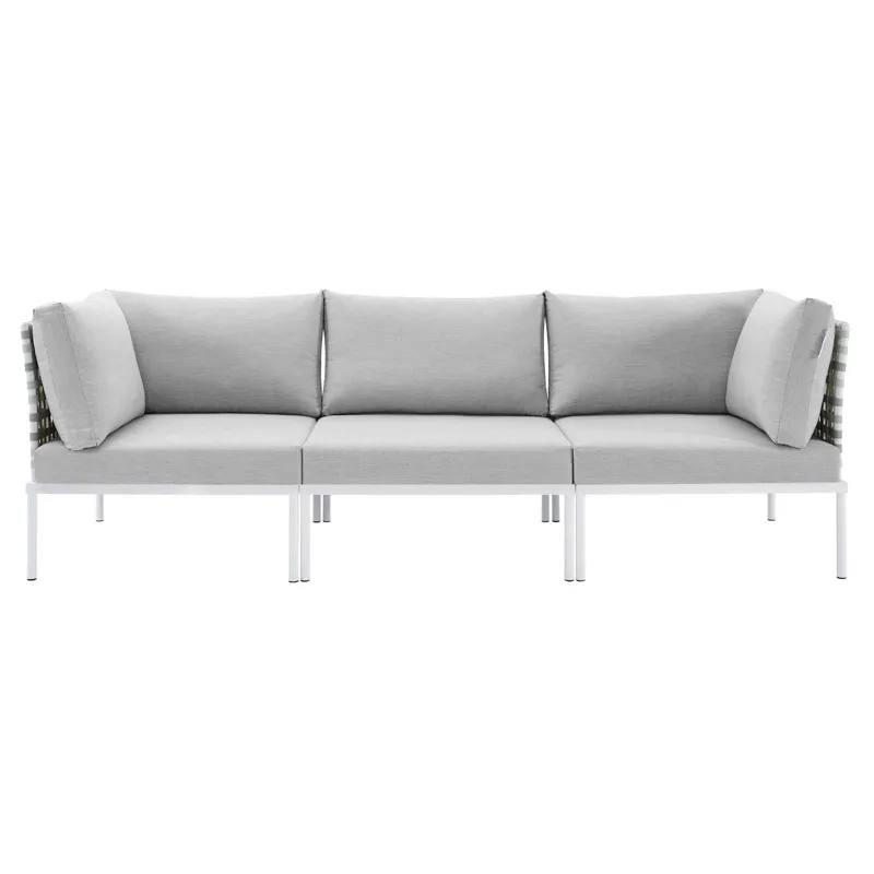 Harmony Sunbrella Basket Weave Outdoor Patio Aluminum Sofa