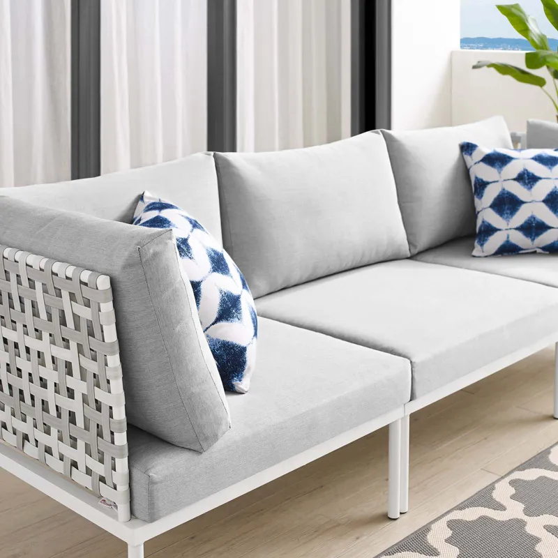 Harmony Sunbrella Basket Weave Outdoor Patio Aluminum Sofa